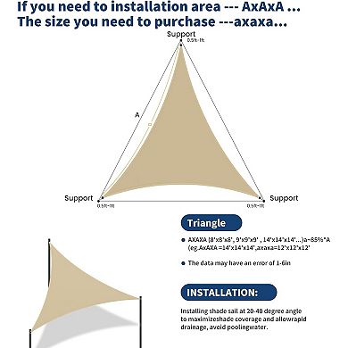 Sun Shade Sail 16X16X16ft Triangle