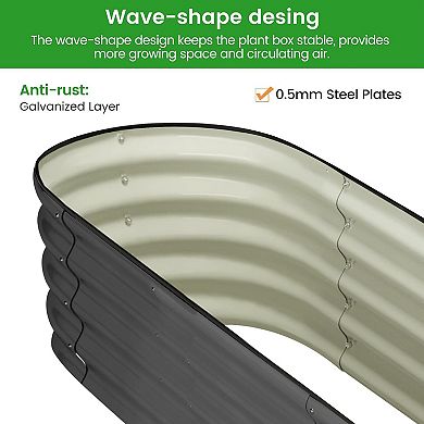 Set of 2 Large Oval Galvanized Steel Raised Garden Beds