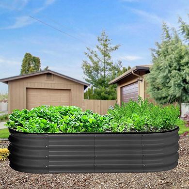 Set of 2 Large Oval Galvanized Steel Raised Garden Beds