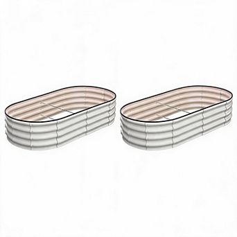 Set of 2 Large Oval Galvanized Steel Raised Garden Beds