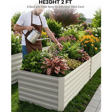 8x4x2ft Galvanized Raised Garden Bed Outdoor