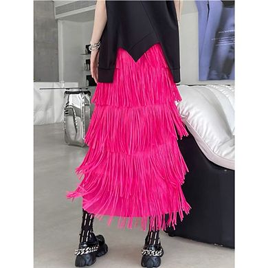 Women's Casual A-line Skirt with Tassels - Classic Retro Style