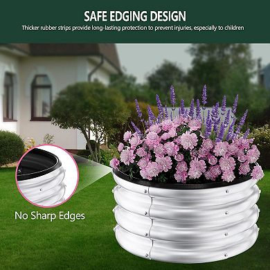 3-Pack Round Raised Garden Beds 2x2x1 ft Galvanized Steel Planter Boxes with Open Bottom Design