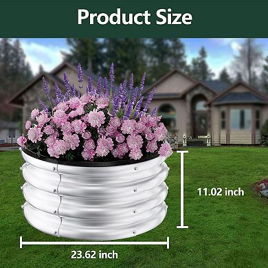 3-Pack Round Raised Garden Beds 2x2x1 ft Galvanized Steel Planter Boxes with Open Bottom Design