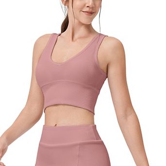 Women's Ribbed V-Neck Crop Tank Top, Sleeveless Sports Bra Top