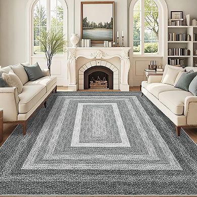 Modern Geometric Hallway Rug, Machine Washable Carpet Runner for Laundry Room, Bedroom, Kitchen
