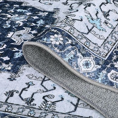 Boho Printed Area Rug,Large Soft Washable Area Rug,Distressed Pattern Carpet Rugs,Non-Slip,Foldable