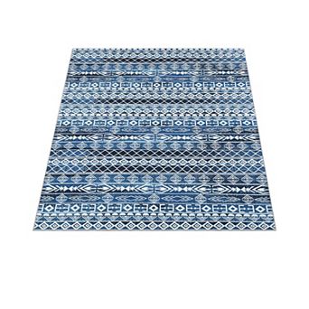 Modern Geometric Area Rug, Soft Plush Faux Wool Floor Carpet, Machine Washable Non Slip