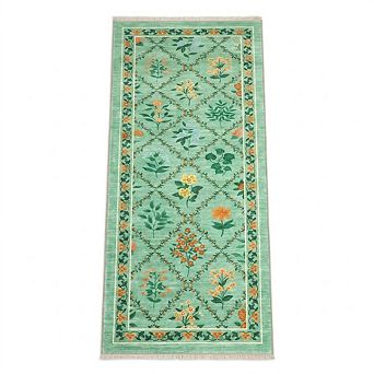 Ultra-Soft Washable Floral Area Rug, Argyle Non-Slip Low Pile Carpet for Living Room Bedroom Kitchen