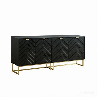31.5 in Modern Sideboard Buffet Cabinet, Wood Accent Storage with Herringbone Doors