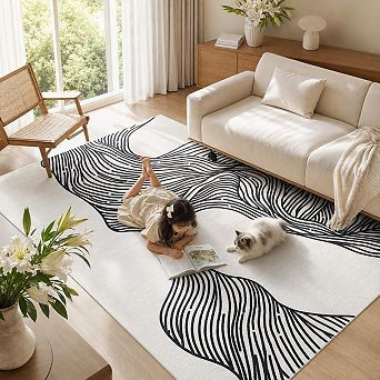 Area Rug, Machine Washable Rug, Modern Carpet, Abstract Rug for Living Room, Bedroom, Dining Room