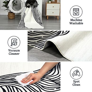 lxt-Area Rug Machine Washable Rug Modern Carpet Abstract Rug for Living Room