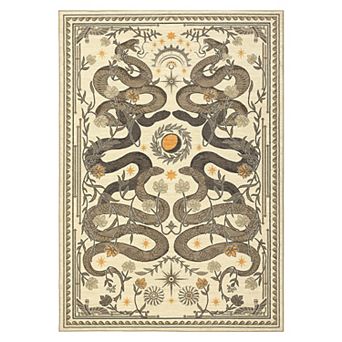 Washable Snake Area Rug Non-Slip Carpet for Living Room Bedroom Kitchen Mat Forest Animal Decor