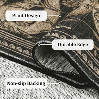 Washable Snake Area Rug Non-Slip Carpet for Living Room, Bedroom, Kitchen Mat, Forest Animal Decor