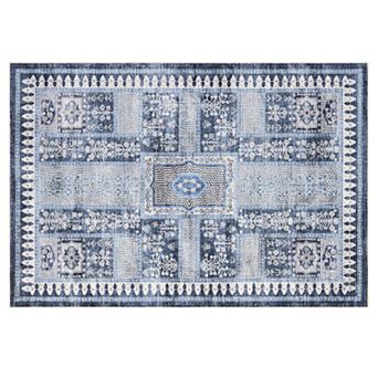 lxt-Machine Washable Rug Vintage Area Rug Non Slip Rugs for Living Room Study Room