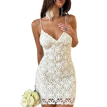 Women Mini Corset Sleeveless Slip Square Neck Bodycon Flower Backless Dress