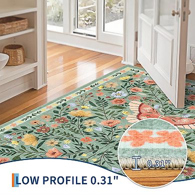 lxt-Machine Washable Rug Non Slip Rug Butterfly Foldable Carpet for Living Room