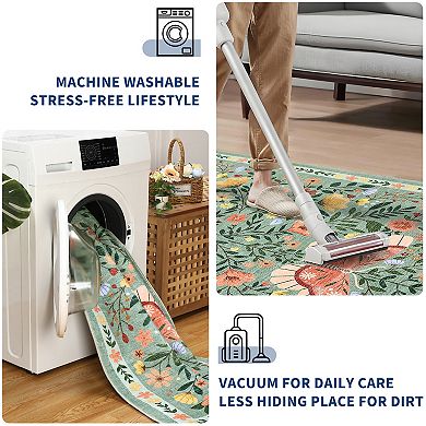 lxt-Machine Washable Rug Non Slip Rug Butterfly Foldable Carpet for Living Room
