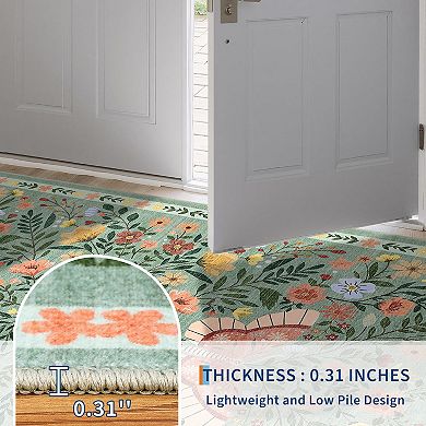 lxt-Machine Washable Rug Non Slip Rug Butterfly Foldable Carpet for Living Room