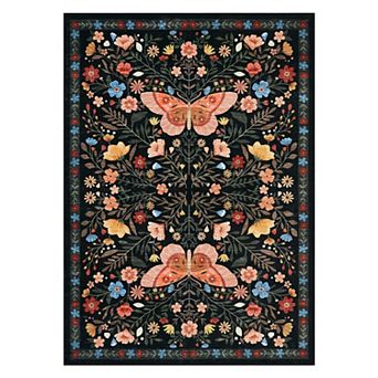 Machine Washable Rug Non Slip Low Pile Rug Butterfly Foldable Carpet for Living Room Bedroom