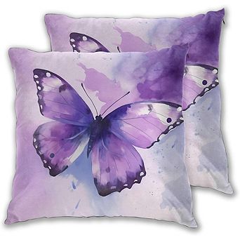 Pillow Covers Set of 2, Butterfly Print, Double-Sided, Hidden Zipper