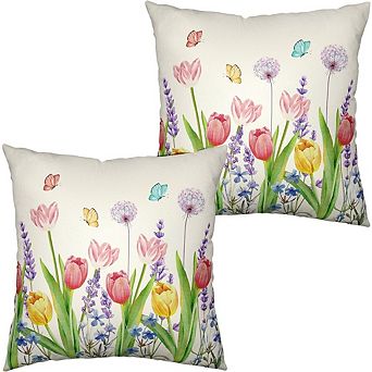 Floral Throw Pillow Covers Set of 2 Decorative Farmhouse Washable Pillow Cases