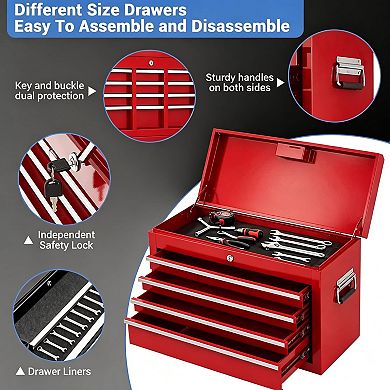 8-Drawer Rolling Tool Chest with Wheels, Lockable Garage & Workshop Steel Toolbox
