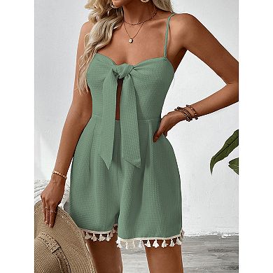 Women Spaghetti Strap Romper Beach Vacation Shorts Jumpsuit