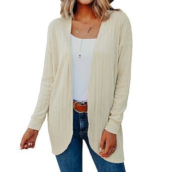 Women's Open Front Sweater Cardigan Casual Lightweight Long Sleeve Loose Fit Knit Jacket