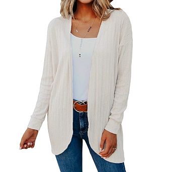 Women's Open Front Sweater Cardigan Casual Lightweight Long Sleeve Loose Fit Knit Jacket