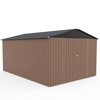 Weather Resistant 8x12FT Steel Storage Shed, Outdoor Lockable Tool Organizer Shed with Ventilation