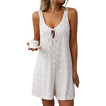 Women Nightgowns Sleeveless Sleep Shirt Tank Night Gown V Neck Chemise Pleated One-Piece Pajamas
