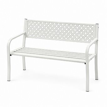 50" Outdoor Bench for 2 Person,Heavy Duty Metal Steel Patio Bench for Garden,Patio,Porch, Entryway