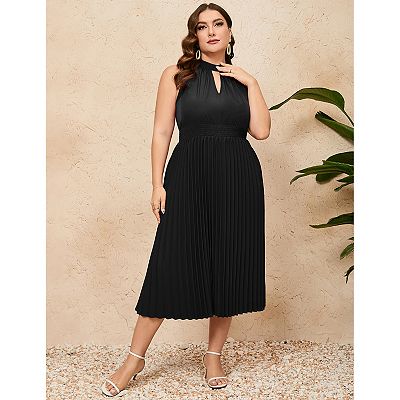 casual halter midi dress CUPSHE Women's Midi Dress Halter Floral Sleeveless Belted Ruffled A Line  Casual Summer Dress Black Floral, S at Amazon Women's Clothing store