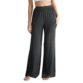Women's High Waist Wide Leg Pants, Soft Casual Loose Palazzo Trousers with Elastic Waist