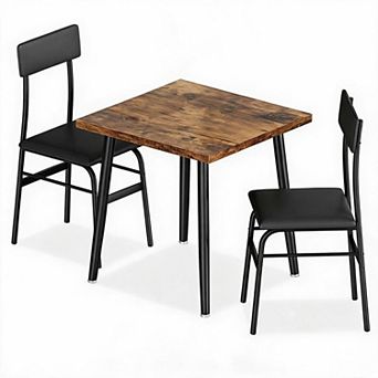 Space Friendly 3 pc Breakfast Table Set with 2 Comfort Chairs Perfect for Apartment Dining Area
