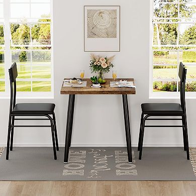 Space Friendly 3 Piece Breakfast Table Set with 2 Comfort Chairs Perfect for Apartment Dining Area
