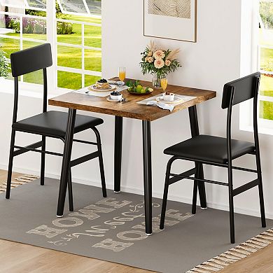 Space Friendly 3 Piece Breakfast Table Set with 2 Comfort Chairs Perfect for Apartment Dining Area