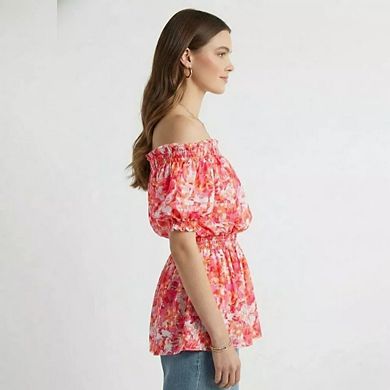 Women's Casual Off Shoulder Top Short Sleeve Flowy Blouse