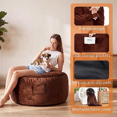 Memory Foam Bean Bag Bed Oversized Convertible Beanbag for Adults, Velvet Washable Cover