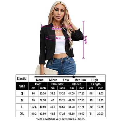 Women Cropped Business Casual 3/4 Sleeve Lightweight Jacket