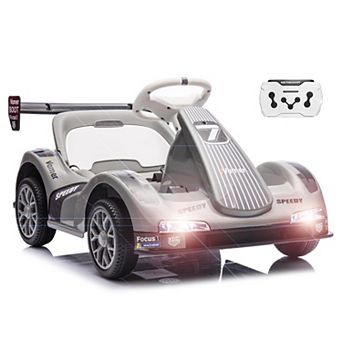Kids Electric Ride On Go Kart, 6V Battery Powered 4 Wheels Car with Parent Remote, 2MPH Speed