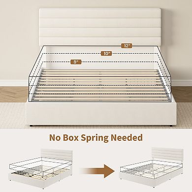 Velvet Storage Bed with 4 Drawers Upholstered Platform Bed, No Box Spring Needed