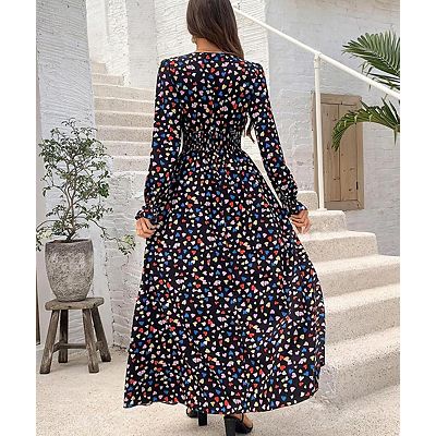 holiday long sleeve maxi dress Elegant Hollow Lace Long Sleeve Slim Holiday Maxi Dress