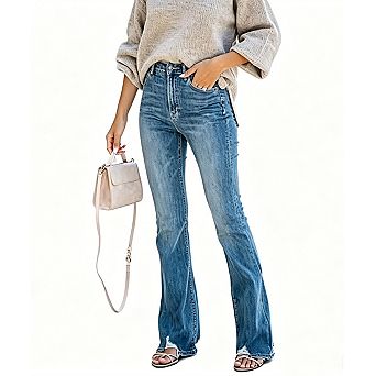 Women's Slim Fit Flare Jeans Vintage-Inspired Denim Trousers