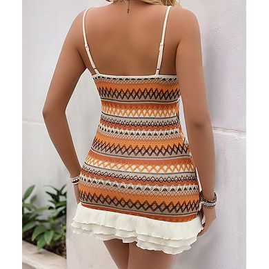 Women's Colorful Striped Knit Mini Sleeveless A-Line Dress
