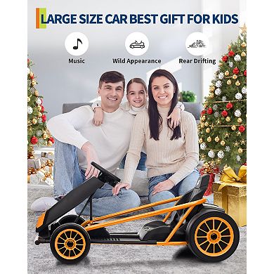 8.1MPH Fast Kids Go Kart, 24V 9Ah Electric Racing Car with Power Display Lockable Drift Mode