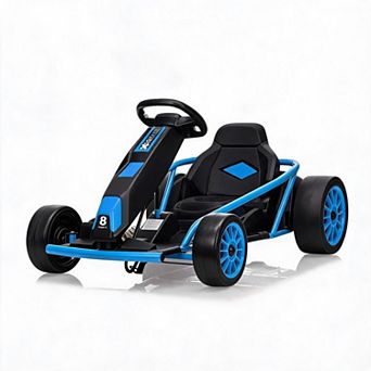 8.1MPH Fast Kids Go Kart, 24V 9Ah Electric Racing Car with Power Display Lockable Drift Mode