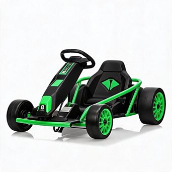 8.1MPH Fast Kids Go Kart, 24V 9Ah Electric Racing Car with Power Display Lockable Drift Mode