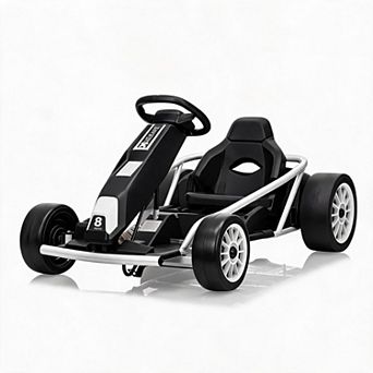 8.1MPH Fast Kids Go Kart, 24V 9Ah Electric Racing Car with Power Display Lockable Drift Mode